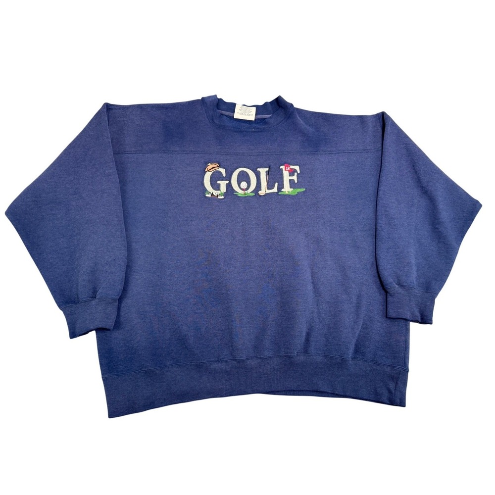 Lee Sport Golf Sweatshirt Mens XL Blue Embroidered Spell Out Pullover Top